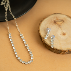 White American Diamond Unique Necklace Set With Earrings