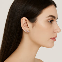 925 Sterling Silver Rhodium Plated Star Cluster Ear Cuffs with Cubic Zirconia
