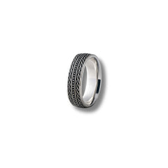 925 Sterling Silver Rhodium Plated Rope Design Band Ring for Men
