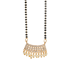 Trending fancy pearl and diamond gold polished short mangalsutra