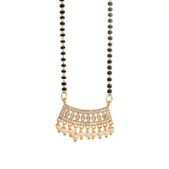 Pearl and Diamond Gold Polished Short Mangalsutra