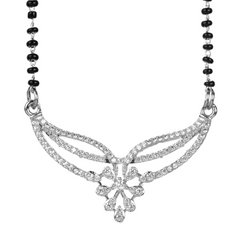 Fancy Silver Plated Platinum Diamond Mangalsutra