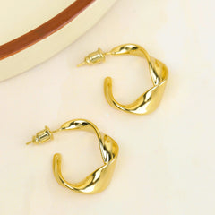 Gold Plated Fancy Twisted Hoops Earrings