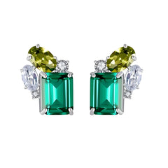 Custom 925 Sterling Silver Stud Earrings for Women Classic Design with Emerald Pearl Diamond Zircon Gemstones