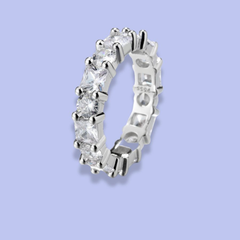 925 Sterling Silver Princess-Cut Full Eternity Band Ring