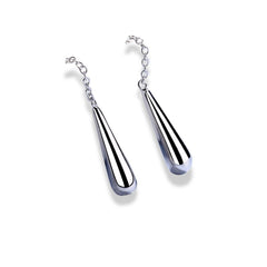 925 Sterling Silver Teardrop Chain Dangle Earrings|Rhodium Plated