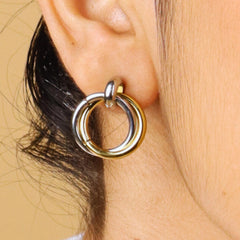 Eclipse Hoops Dual Tone Earrings - Rukhmani