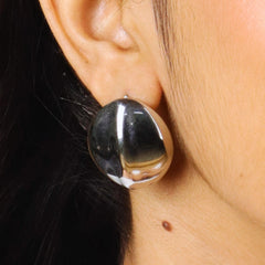 Silver Plated Oval Earrings - Rukhmani