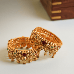 Gold plated red diamond rajwadi bangle kada - Rukhmani