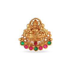 Gold Plated Designer Goddess Glow Temple Ring - Rukhmani