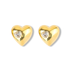 Heart Shape Gold Plated Corean Style Studs Earrings - Rukhmani