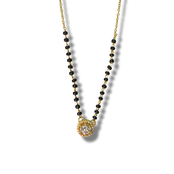 925 Sterling Silver Solitaire Mangalsutra with Black Beads