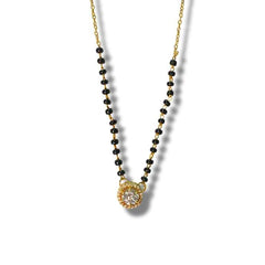 925 Sterling Silver Solitaire Mangalsutra with Black Beads