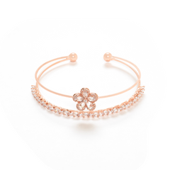 Adjustable unique rose gold Flower and diamond Bracelet