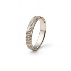 925 Sterling Silver Men’s Ring | Rhodium Plated Chevron Pattern Band