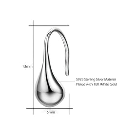 925 Sterling Silver Waterdrop Hook Earrings (Stone-Free Design)