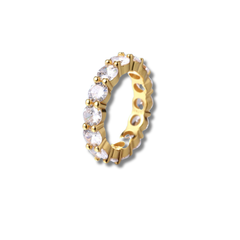 925 Sterling Silver Gold-Plated Eternity Band with Large Round Zircon