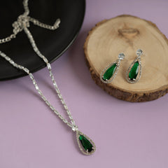 Gold Jade Necklace Jade Heart Necklace with Earrings - Rukhmani