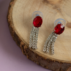 Ruby Red Wedding Jewelry Set with Earrings