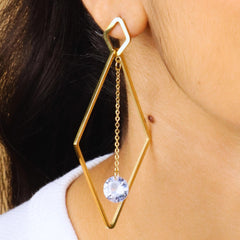 Rhombus Shape Dangle Gold Plated Earrings - Rukhmani