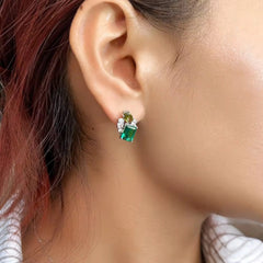 Custom 925 Sterling Silver Stud Earrings for Women Classic Design with Emerald Pearl Diamond Zircon Gemstones