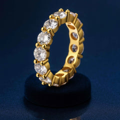 925 Sterling Silver Gold-Plated Eternity Band with Large Round Zircon