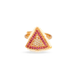 Gold Plated Triangle Pearl and Stone Rings - Rukhmani