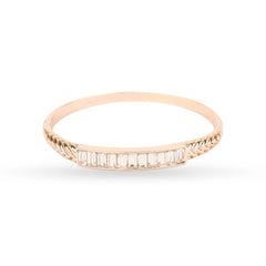 Rose Gold Plated Textured Design with Clear Diamond Kada Bracelet - Rukhmani