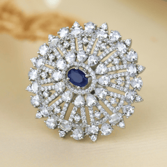 Whispers of Blue American Diamond Ring - Rukhmani