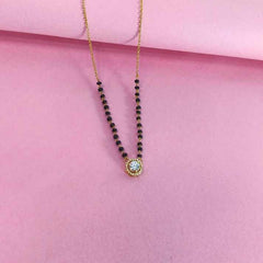 925 Sterling Silver Solitaire Mangalsutra with Black Beads