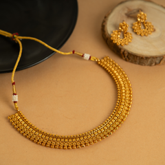 Excellent Designer Gold Plated Temple Necklace Set