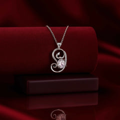 Elegant Swirl Pendant with Clear Stone in 925 Sterling Silver