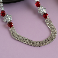 Ruby Red Wedding Jewelry Set with Earrings