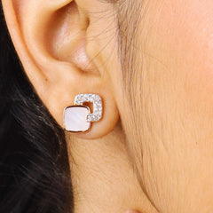 Rose Luxe Diamond Earrings With MOP