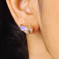 Lilac Butterfly Diamond Studs