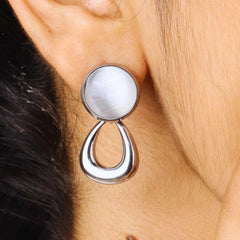 Moonlit Silver Plated Drop Shape Earrings - Rukhmani