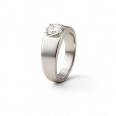 925 Sterling Silver Men’s Ring | Rhodium Plated Solitaire CZ Stone Band