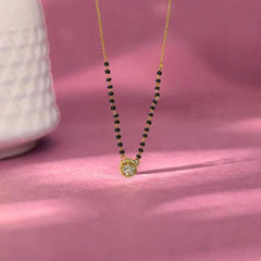 925 Sterling Silver Solitaire Mangalsutra with Black Beads