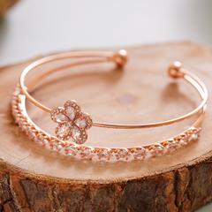 Adjustable unique rose gold Flower and diamond Bracelet