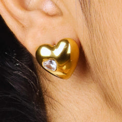 Heart Shape Gold Plated Corean Style Studs Earrings - Rukhmani