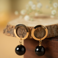 Trending black pearl dangler drop earrings