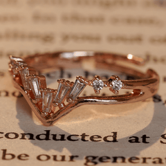 Rose Gold Plated Burst Cluster Fancy Diamond Ring - Rukhmani