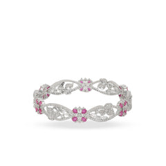 Latest Fancy Design Pink Blossom American Diamond Bangles