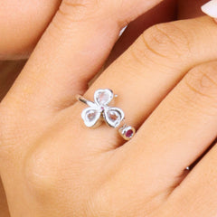 Silver Plated Adjustable Flower Ring - Rukhmani