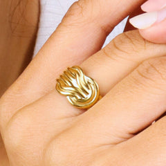 Adjustable Gold Plated Chunky Ring - Rukhmani