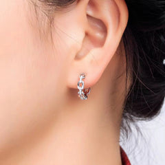Fine Jewelry Hypoallergenic 925 Sterling Silver Micro Insert Zircon Cuban Link Hoop Earrings