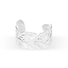 Anti Tarnished Silver Plated Leaf Korean Cuff Bracelet - Rukhmani