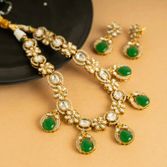 Authentic Jaipuri Green Necklace with Earrings