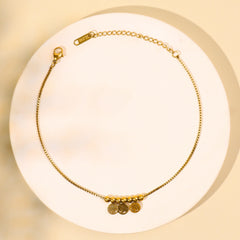 Rope Chain With Round Charms Gold Plated Anklet - Rukhmani