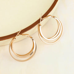 Beautiful Rose Gold Plated Layered Round Hoop Earrings